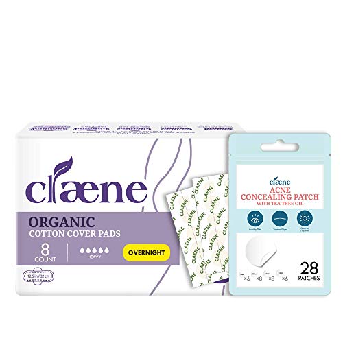 Claene Organic Cotton Maxi Pads & Acne Patches - Vegan, Cruelty-Free, 4 Sizes Available