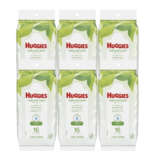 Huggies Natural Care Baby Wipes - Thick, Aloe & Vitamin E Infused, Plant-Based - 16 Count (6 Pack)