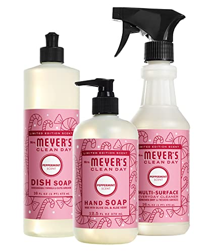 Mrs. Meyer's Kitchen Cleaning Essentials Set - Plant-Derived, Cruelty-Free, Peppermint - 3 CT