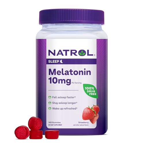 Natrol Melatonin Gummies - Promotes Faster Sleep, Drug-Free, Vegetarian - 140 Strawberry Gummies