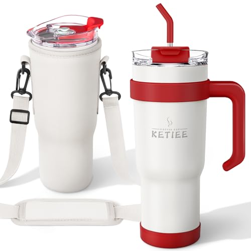 KETIEE 40 oz Tumbler - Leak-proof, Insulated, Durable Stainless Steel with Carrier Bag & Straw