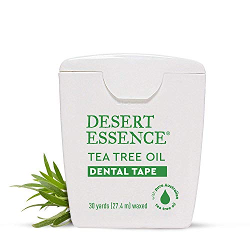 Desert Essence Tea Tree Oil Dental Tape - Strengthens Gums, Natural Beeswax, 30 yds