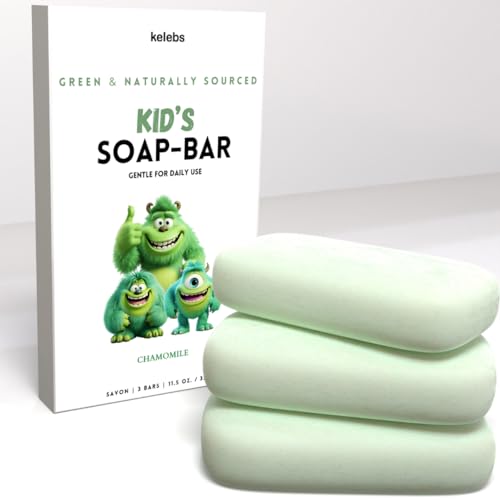 KELEBS Kids Soap Bar 3-Pack - Gentle Chamomile Cleanse, Natural Ingredients for Sensitive Skin