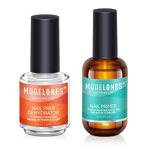 modelones Nail Care Set - Acid-Free Primer & Dehydrator for Long-Lasting Manicures - 15ml