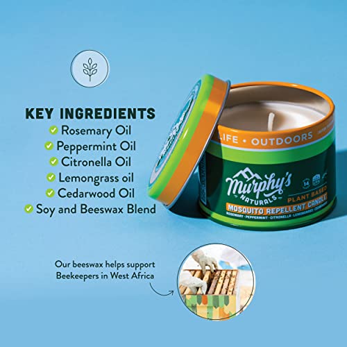 Murphy’s Naturals Mini Mosquito Repellent Candle Trio - 14 Hour Burn, Plant-Based Oils