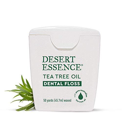 Desert Essence Tea Tree Oil Dental Floss - Antiseptic, Naturally Waxed, Thick, 50 Yards