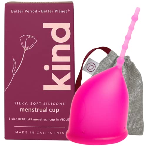 Kind Cup Menstrual Cup - Ergonomic Comfort, Leak-Free Design, Soft Silicone - Regular, Violet