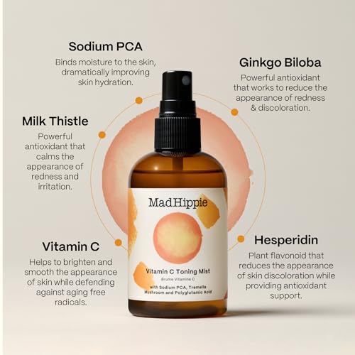 Mad Hippie Vitamin C Toning Mist - Hydrating & Skin-Brightening Formula, Vegan - 4 Oz