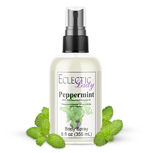 Peppermint Essential Oil Body Mist - Hydrating Formula, Paraben Free, 8oz