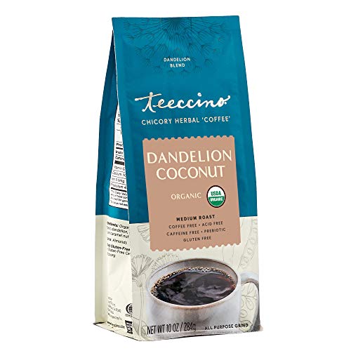 Teeccino Dandelion Caramel Nut Herbal Coffee - Caffeine-Free, Prebiotics, Gluten-Free - 10oz