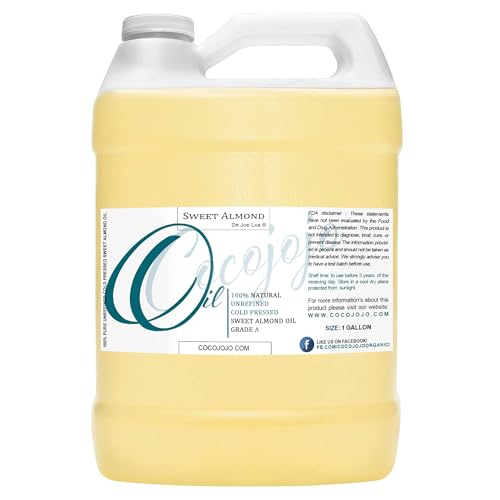 Cocojojo Sweet Almond Oil - Nourishing for Skin & Hair, Vegan, Cold Pressed - 1 Gallon