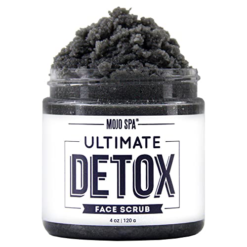 Mojo Spa Face Scrub - Detoxifying & Hydrating, Charcoal & Clay Exfoliator - 4 oz