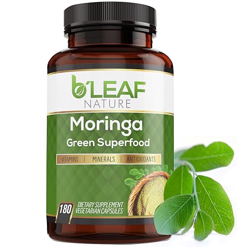 B’Leaf Nature Moringa Oleifera Capsules - Immune Support & Energy Boost - 180 Veggie Caps