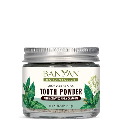 Banyan Botanicals Mint Cardamom Tooth Powder - Fluoride-Free, Vegan, Non-GMO - 0.75oz, 80+ Uses