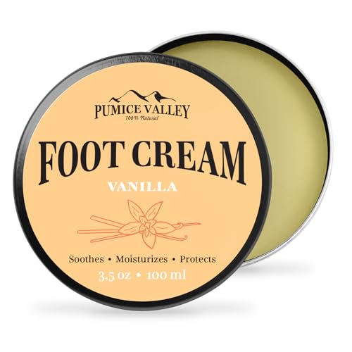 Pumice Valley Foot Cream - Natural Moisturizer for Dry Cracked Heels, Vanilla Scent - 3.5oz