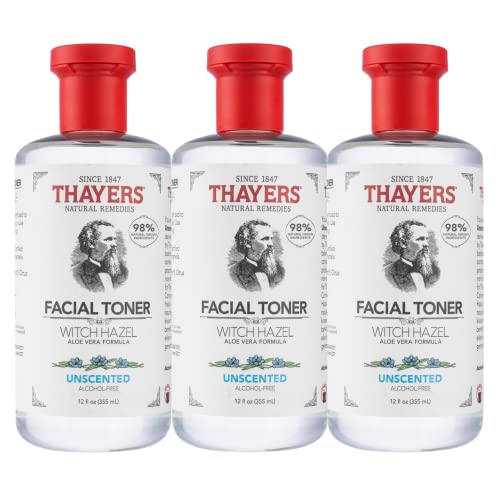 THAYERS Witch Hazel Toner - Balances Skin, Reduces Redness, Organic Aloe Vera - 12 Fl Oz (Pack of 3)