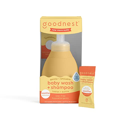 Goodnest® Baby Body Wash Tablets - Tear-Free, Hypoallergenic, Chamomile - 12oz Reusable Bottle