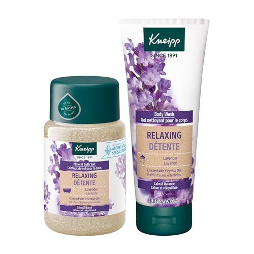 Kneipp Bath & Body Gift Set - Lavender Relaxation, Natural Ingredients - 17.6oz & 6.76oz