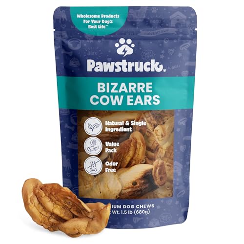 Pawstruck Dog Treat - Healthy, Highly Digestible Cow Ears, Low Calorie Chew - 1.5 lb Bag