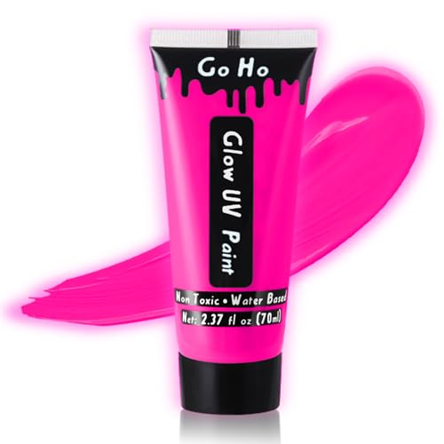 Go Ho Neon Hot Pink Body Paint - Bright UV Glow, Non-Toxic, Easy Apply & Remove - 2.37oz