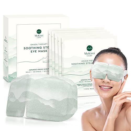 MyKirei by KAO Soothing Steam Eye Mask - Relieves Tired Eyes & Stress, Hinoki, 5 Count