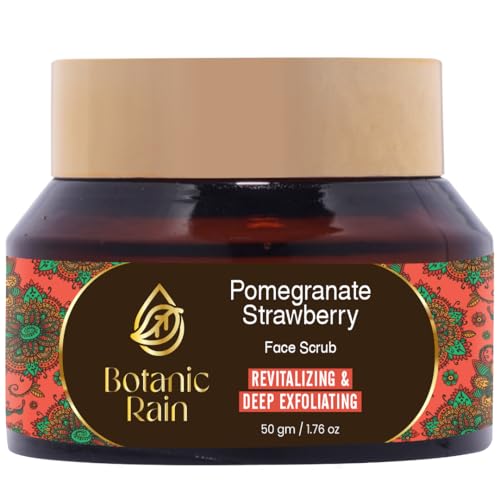 Botanic Rain Face Scrub - Gentle Tan Remover with Pomegranate & Strawberry - 4oz