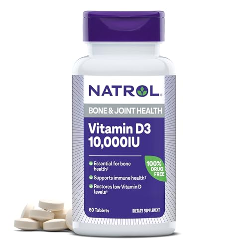 Natrol Vitamin D3 10,000 IU Tablets - Immune & Bone Health Support, 60 Count