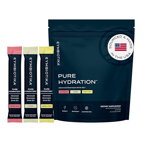 CYMBIOTIKA Pure Hydration Electrolytes Powder - Boosts Recovery, Natural Ingredients - 21 Packets