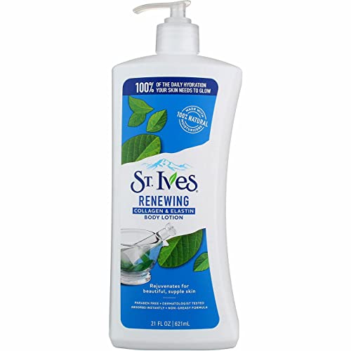 St Ives Body Lotion - Moisture-Rich, Creamy Formula with Collagen & Glycerin - 21oz (2-Pack)