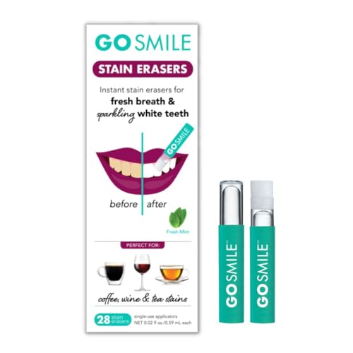 GO Smile Teeth Whitening Stain Erasers - Instant Stain Removal, Mint Flavor - 28 Single-Use