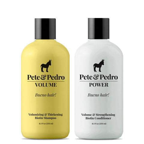 Pete & Pedro VOLUME Shampoo & POWER Conditioner Set - Biotin & Rice Protein, 8.5oz Each