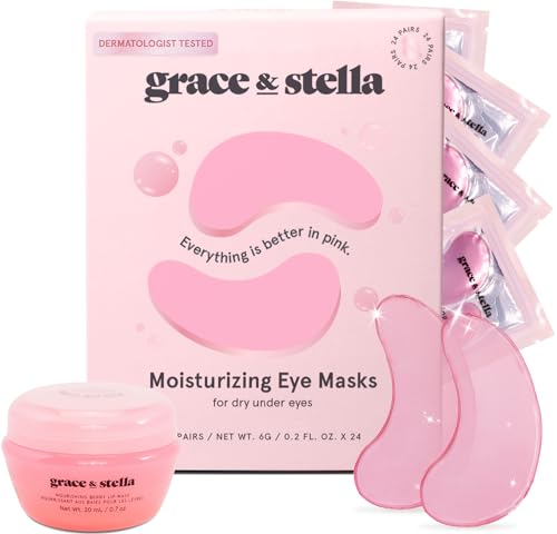 grace & stella Eye Mask Bundle - Hydrates & Reduces Puffiness, Includes Hyaluronic Acid - 24 Pairs