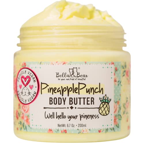 Bella & Bear Pineapple Body Butter - Hydrating, Vegan, Cruelty-Free, Plant-Based - 6.7oz