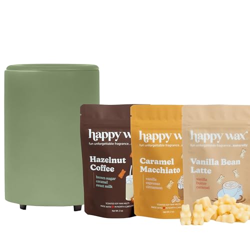 Happy Wax Mod Wax Warmer & Coffee Mix Melts - Long-Lasting Scents, Auto Shut Off - 6oz