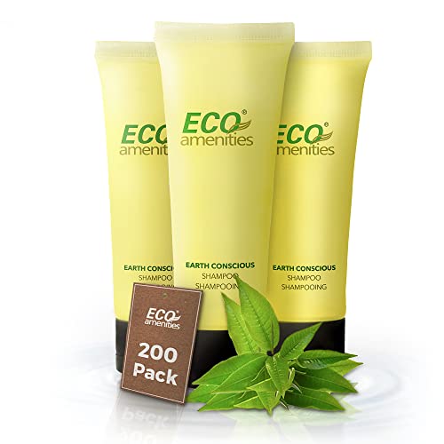 ECO Amenities Travel Shampoo - Natural Ingredients, Green Tea Scent, Biodegradable - 200 Pack