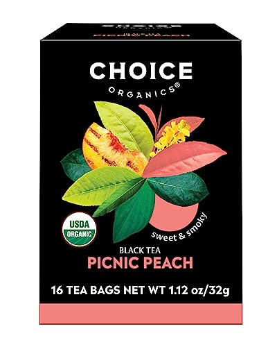 Choice Organics Picnic Peach Tea - Sweet & Smokey Flavor, Organic, Rainforest Alliance - 48 Bags