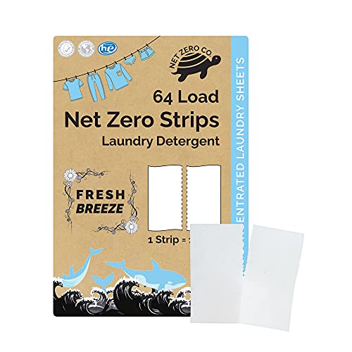 Net Zero Co. Laundry Detergent Sheets - Stain Remover, Gentle on Skin, Fresh Breeze - 64 Strips