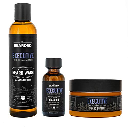 Live Bearded Men's Grooming Set - Nourishing Beard Wash, Oil & Butter - All-Natural Ingredients
