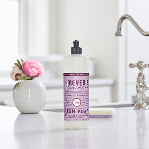 Mrs. Meyer's Clean Day Dish Soap - Grease Cutter, Biodegradable, Peony Scent - 16 fl. oz