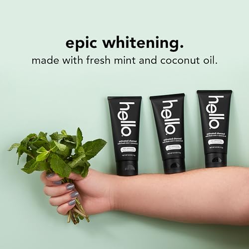 hello Activated Charcoal Toothpaste - Whitens Teeth, Vegan, Fluoride-Free, Fresh Mint - 4oz