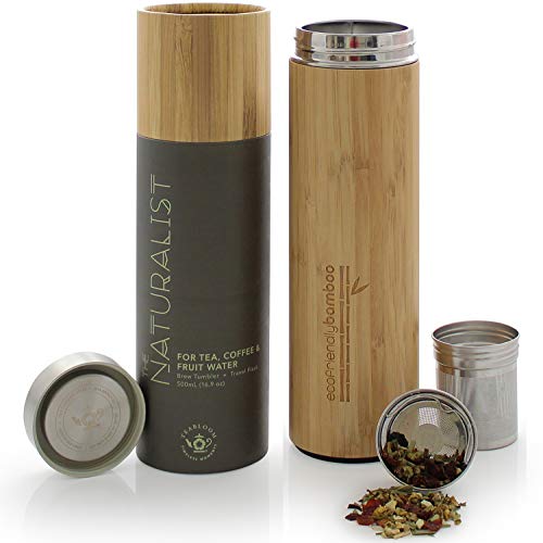 Teabloom All-Beverage Travel Tumbler - Versatile Hot/Cold Infuser, Bamboo, 17 oz