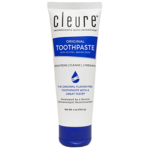 Cleure Natural Toothpaste - Flavor-Free, Fluoride-Free, Whitens & Freshens Breath - 4oz