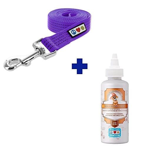 Pawtitas Pet Care Bundle - Durable Reflective Leash & 100% Natural Ear Cleaner for Dogs