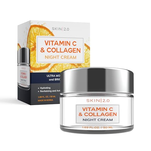 Skin 2.0 Vitamin C & Collagen Night Cream - Brightening, Hydrating, Anti-Aging - 1.69 Fl. oz