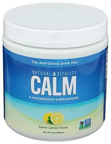 Natural Vitality Magnesium Drink Mix - Supports Calm & Stress Relief, Sweet Lemon Flavor - 8oz