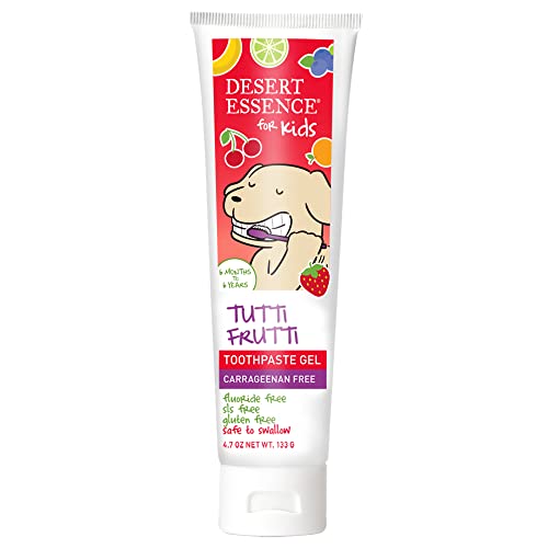 Desert Essence Children's Gel Toothpaste - Natural Fruity Flavor, Gluten & SLS Free - 4.7oz