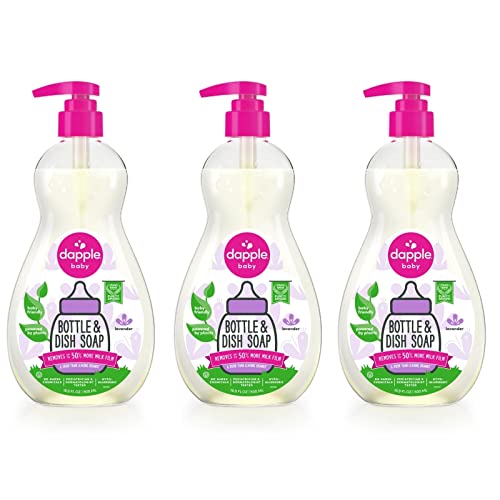 Dapple Baby Bottle Dish Soap - Hypoallergenic, Plant-Powered Lavender, 16.9 Fl Oz (Pack of 3)