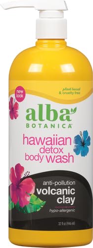 Alba Botanica Body Wash - Detoxifies with Volcanic Clay, Plant-Based Ingredients - 32oz