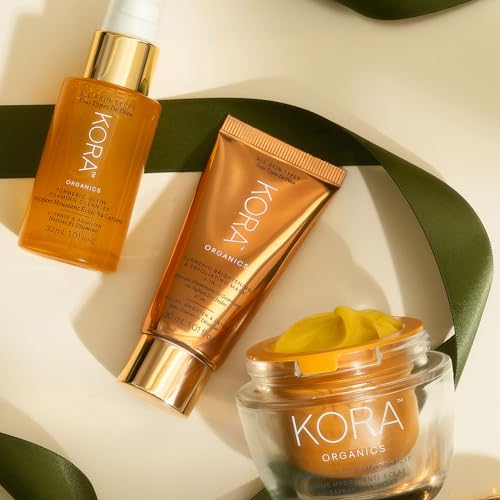 KORA Organics Skin Care Set - Brightens & Hydrates, Certified Organic - 3-Piece Gift Set