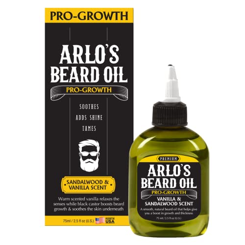 Arlo's Pro Growth Beard Oil - Boosts Hair Growth, Vanilla Sandalwood Scent - 2.5 oz